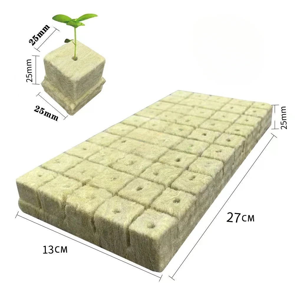 50/100x Stonewool Hydroponic Grow Media Cubes Garden Seedling Block Water Cultivation Seed Sowing Germination Culture Substrate