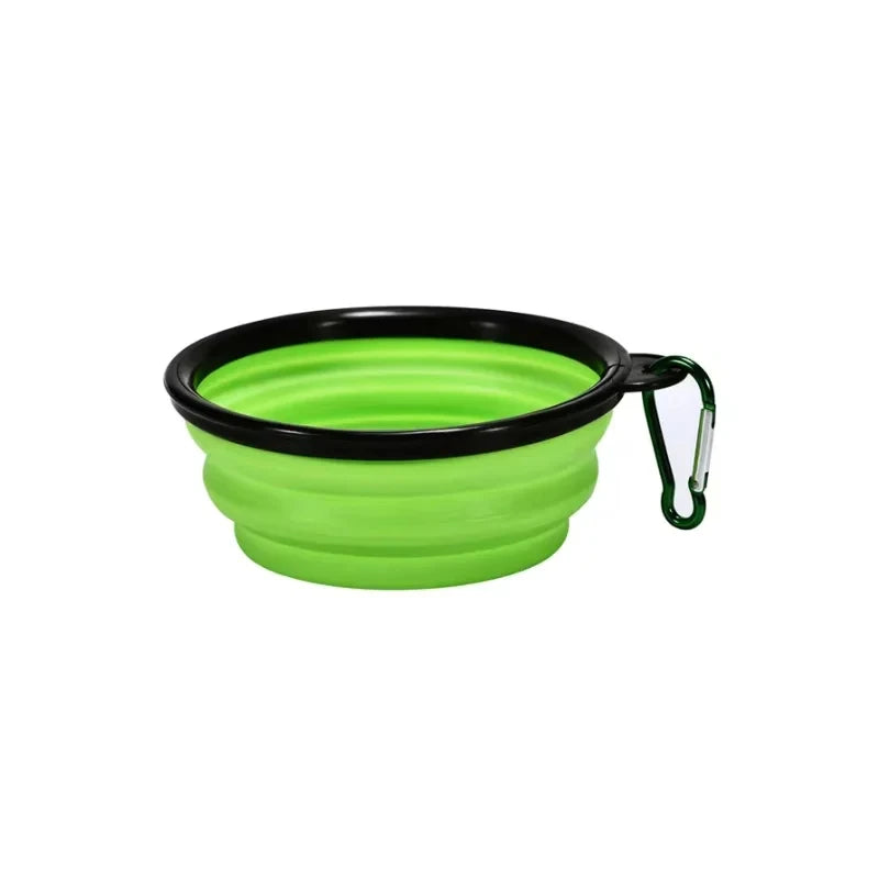 350ML Folding Black Frame Bowl with Keychain Pet Bowl Portable Travel Bowl Convenient Cat Bowl Not Easy to Deform Folding Bowl