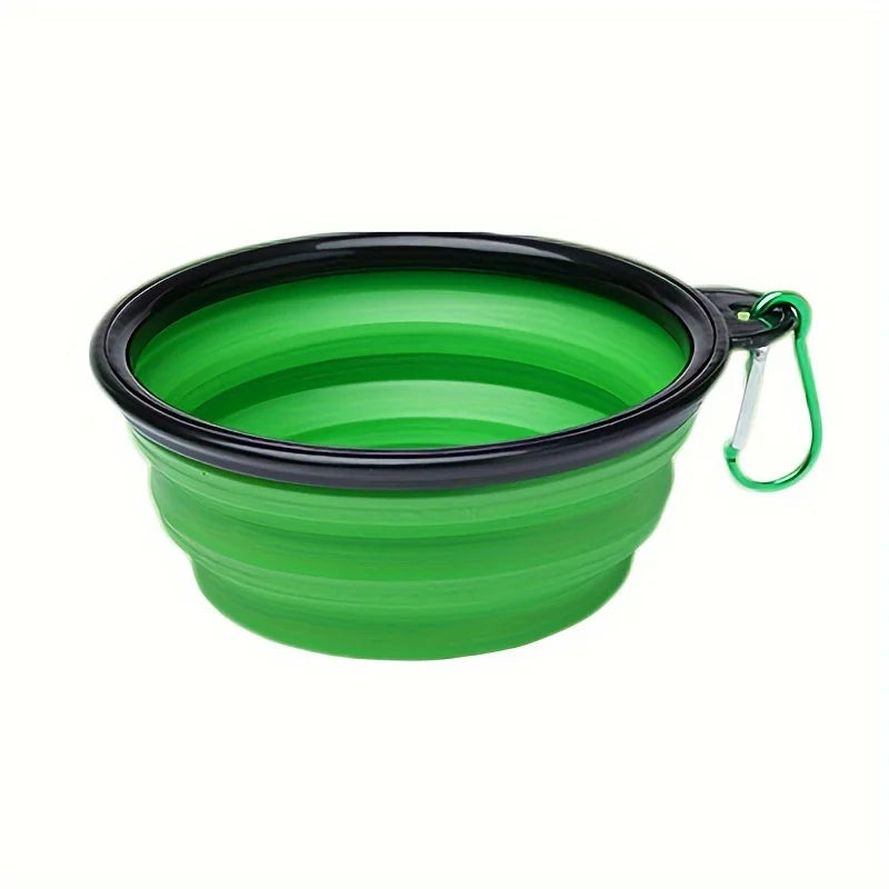 350ML Folding Black Frame Bowl with Keychain Pet Bowl Portable Travel Bowl Convenient Cat Bowl Not Easy to Deform Folding Bowl