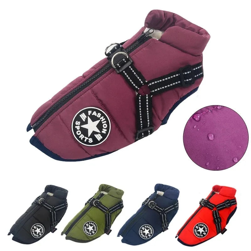 Veste pour chien avec harnais, vêtements d'hiver chauds pour chien, manteau imperméable pour petit chien, chihuahua, bouledogue français