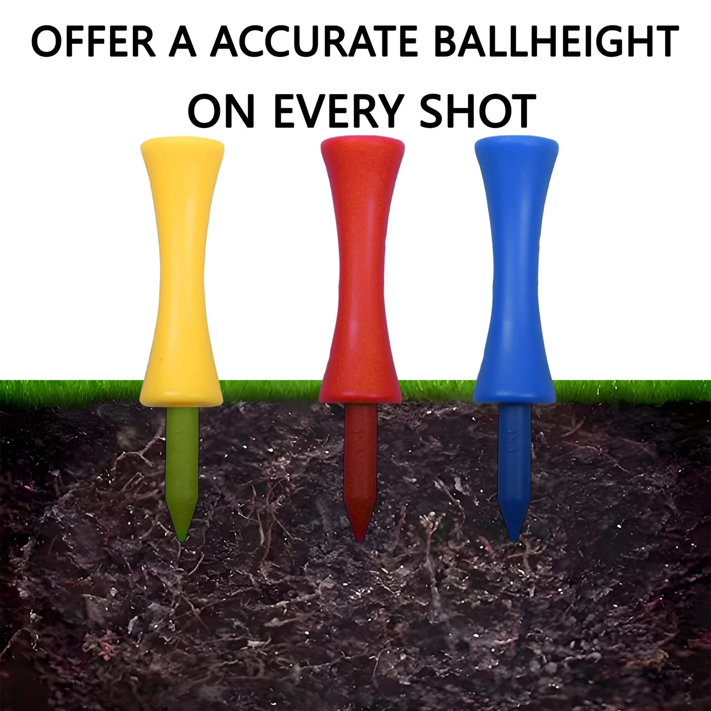 Plastic Golf Tee Pack 50 Pcs Step Down 59mm Golf Tees Colorful For Driver Irons Hybrids Longer Distance Drop Ship