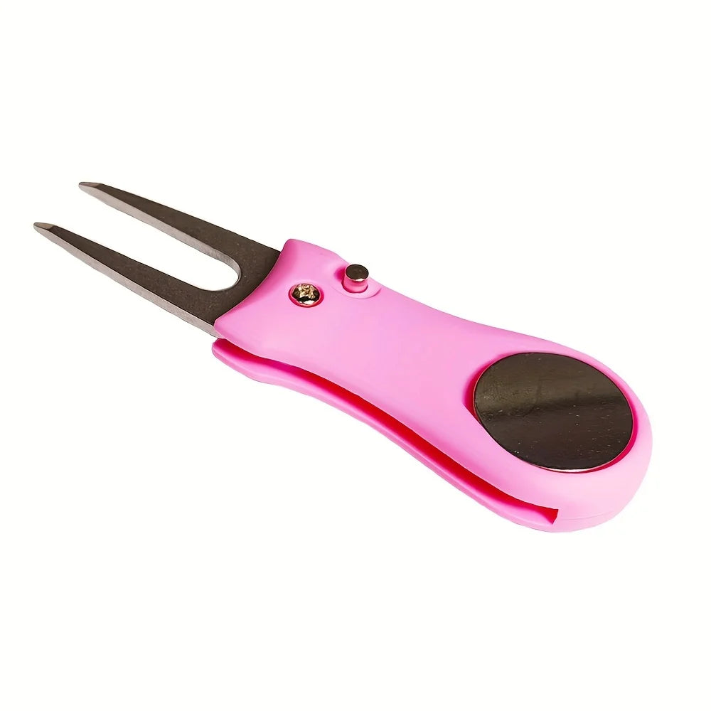 1PC Golf Divot Repair Tool With Ball Marker Pitch Mark Fork Golf Pitchfork Golf Accessories Foldable Divot Repair Tool