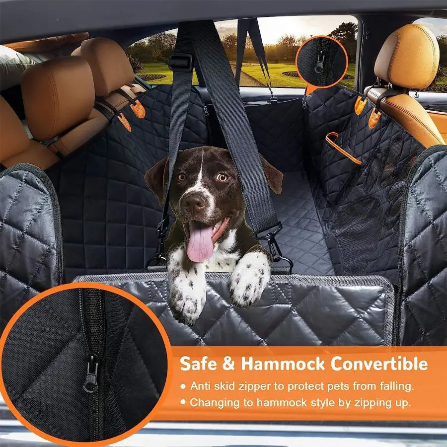 Housse de siège auto pour chien pour siège arrière, hamac de voiture pour chien 100 % étanche avec fenêtre en maille visuelle et fermeture éclair latérale pour siège auto et protection de porte