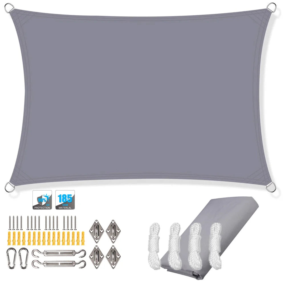 Voile d'ombrage rectangulaire imperméable et anti-UV pour jardin, terrasse, arrière-cour, terrasse, écran de confidentialité
