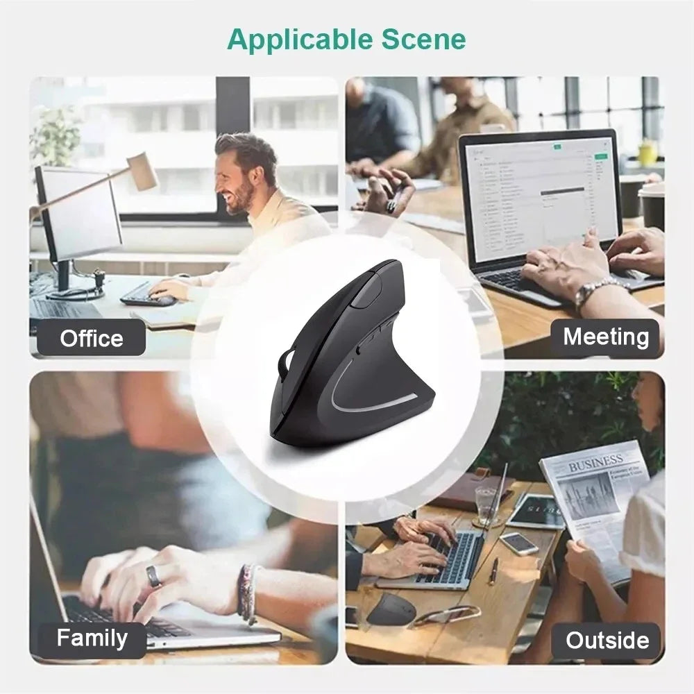Souris verticale ergonomique sans fil 2,4 GHz, 3 DPI réglables 800/1200/1600, 6 boutons pour ordinateur portable et de bureau