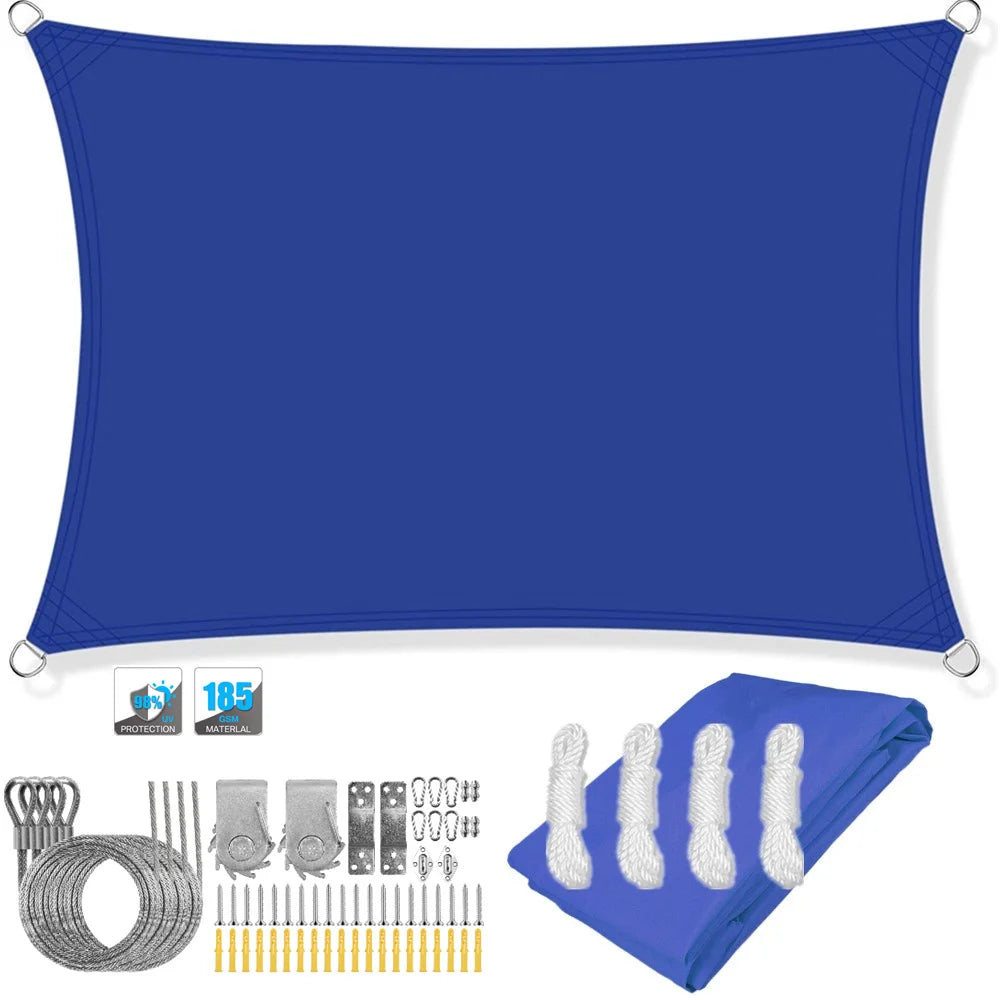 Voile d'ombrage rectangulaire imperméable et anti-UV pour jardin, terrasse, arrière-cour, terrasse, écran de confidentialité