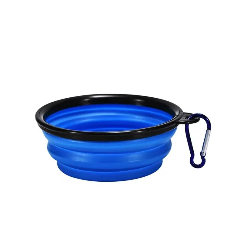 350ML Folding Black Frame Bowl with Keychain Pet Bowl Portable Travel Bowl Convenient Cat Bowl Not Easy to Deform Folding Bowl