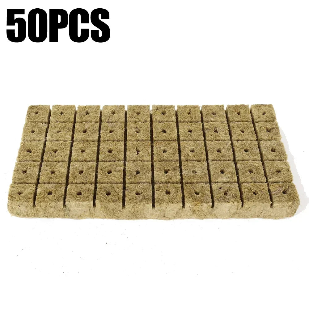 50/100x Stonewool Hydroponic Grow Media Cubes Garden Seedling Block Water Cultivation Seed Sowing Germination Culture Substrate
