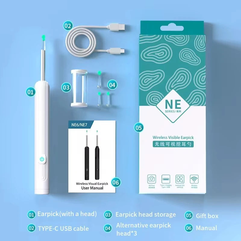 Nettoyeur d'oreilles haute précision, avec caméra et lumière LED