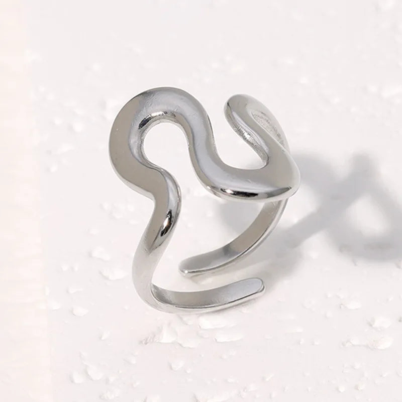 Bague ouverte tendance en acier inoxydable