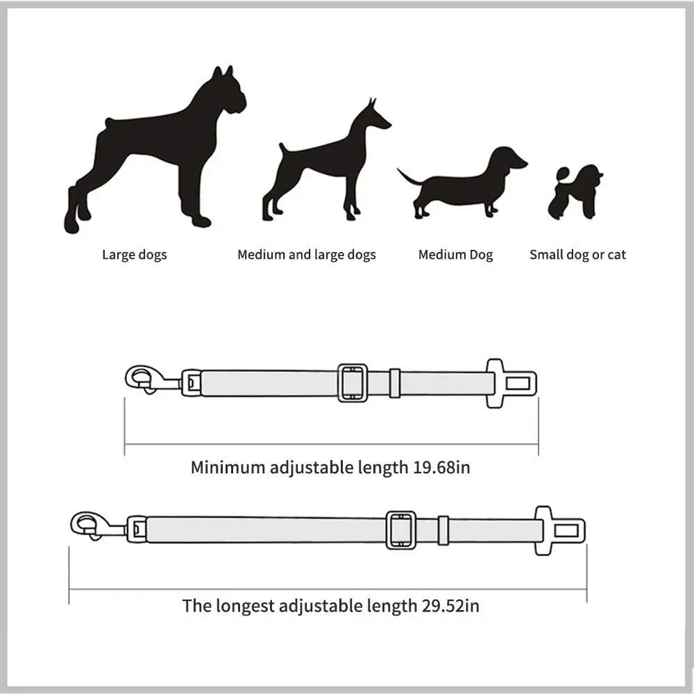 Ceinture de sécurité réglable pour chien et chat, harnais pour véhicule, clip de sécurité, levier de traction, colliers pour chien, accessoires pour chien