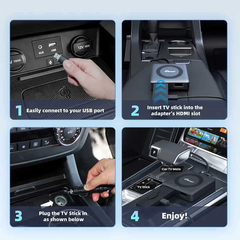 OTTOCAST Car TV Mate Wired to Wireless CarPlay Adapter Android Auto HDMI Multimedia Video Converter for TV Sticks Game Box Phone