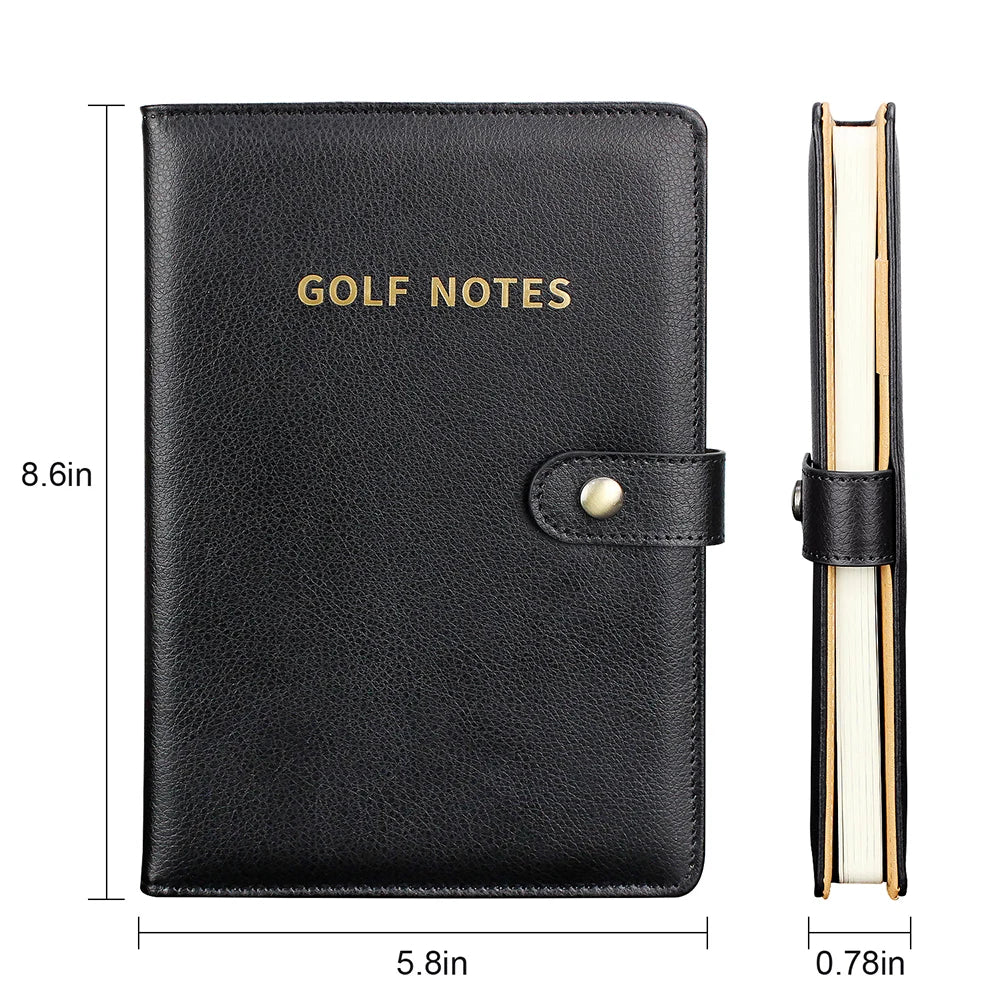 Porte-carte de score de golf en cuir noir, carnet de scores, journal de bord