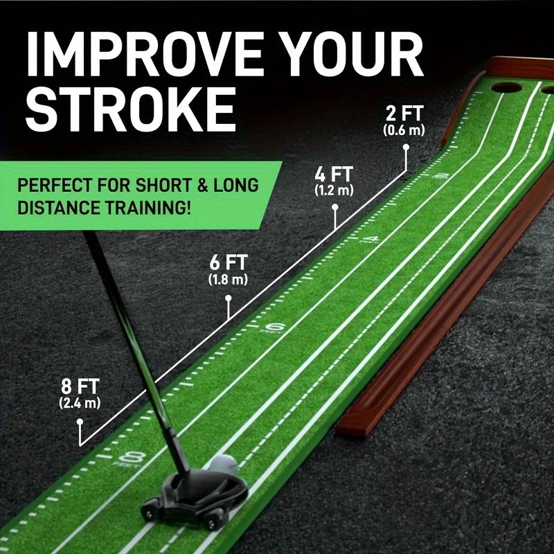 Tapis de putting d'entraînement - Green de putting de golf intérieur avec entraînement sur 1/2 trou pour mini-jeux et entraînement à la maison ou au bureau