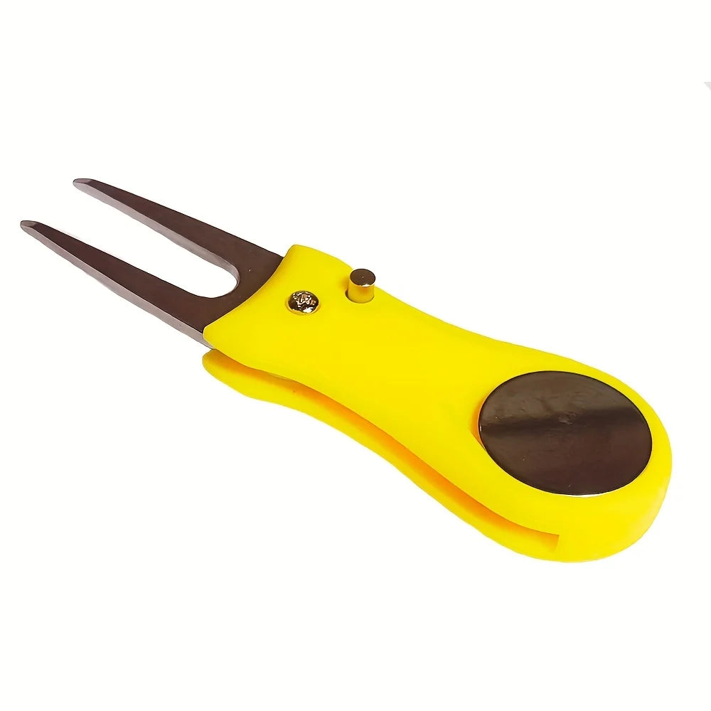 1PC Golf Divot Repair Tool With Ball Marker Pitch Mark Fork Golf Pitchfork Golf Accessories Foldable Divot Repair Tool