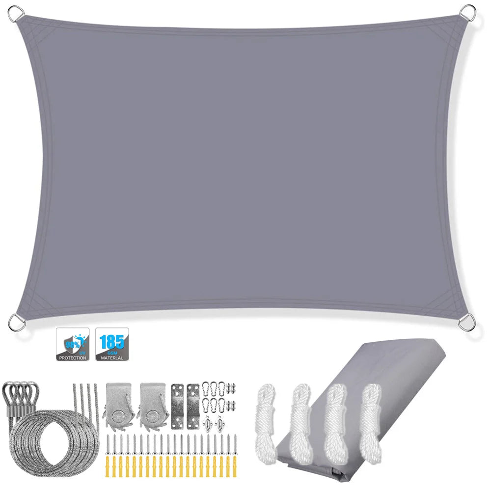 Voile d'ombrage rectangulaire imperméable et anti-UV pour jardin, terrasse, arrière-cour, terrasse, écran de confidentialité