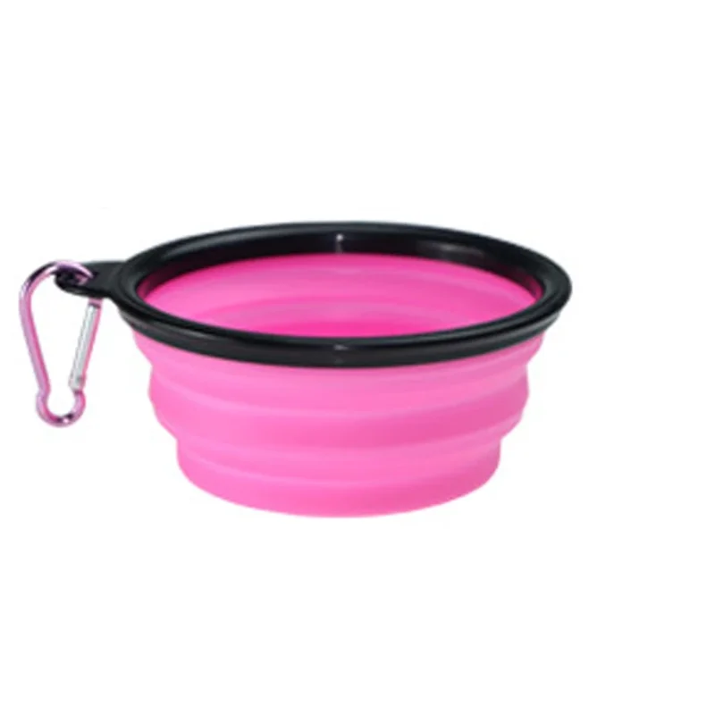 350ML Folding Black Frame Bowl with Keychain Pet Bowl Portable Travel Bowl Convenient Cat Bowl Not Easy to Deform Folding Bowl