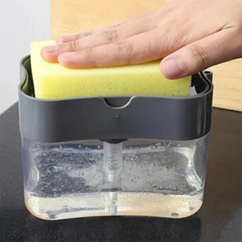 Dish Soap Dispenser for Kitchen,Liquid Soap Dispenser Kitchen Soap Dispenser with Sponge Holder,Sponge Caddy Soap Pump Dispenser