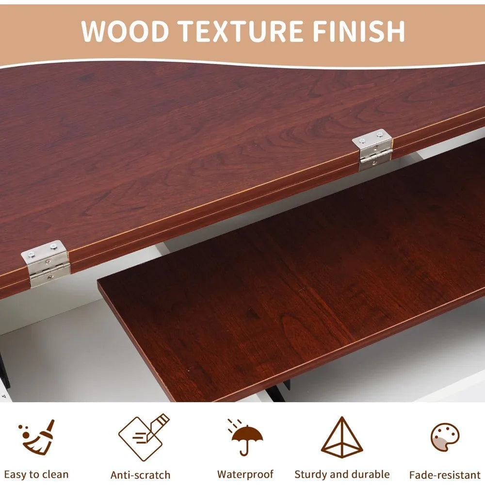 Table basse relevable, table basse 4 en 1 avec meuble de rangement pour salon, table basse avec plateau relevable