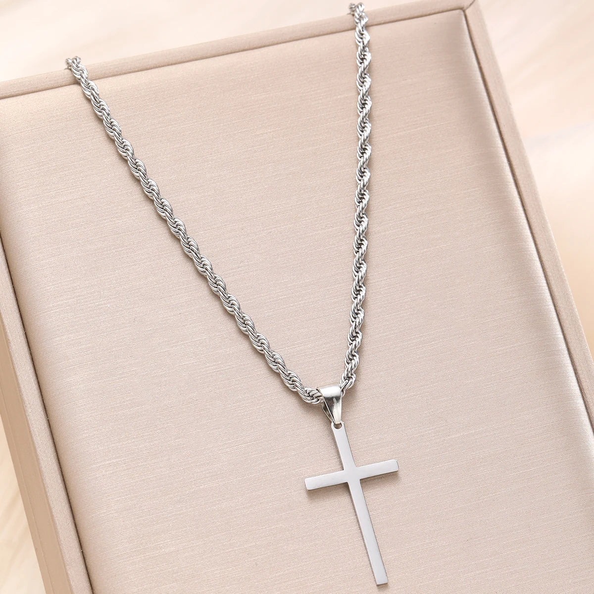 New Stainless Steel Cross Pendant Necklace for Men Women Minimalist Gold Color Jewelry Male Female Necklaces Chokers Gifts