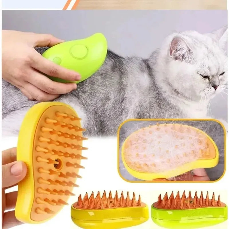 Brosse à vapeur électrique 3 en 1 pour animaux de compagnie, nettoyage pour chats et chiens, spray de massage, peigne de toilettage, poignée rétractable, épilation des poils d'animaux, BeautyBrush