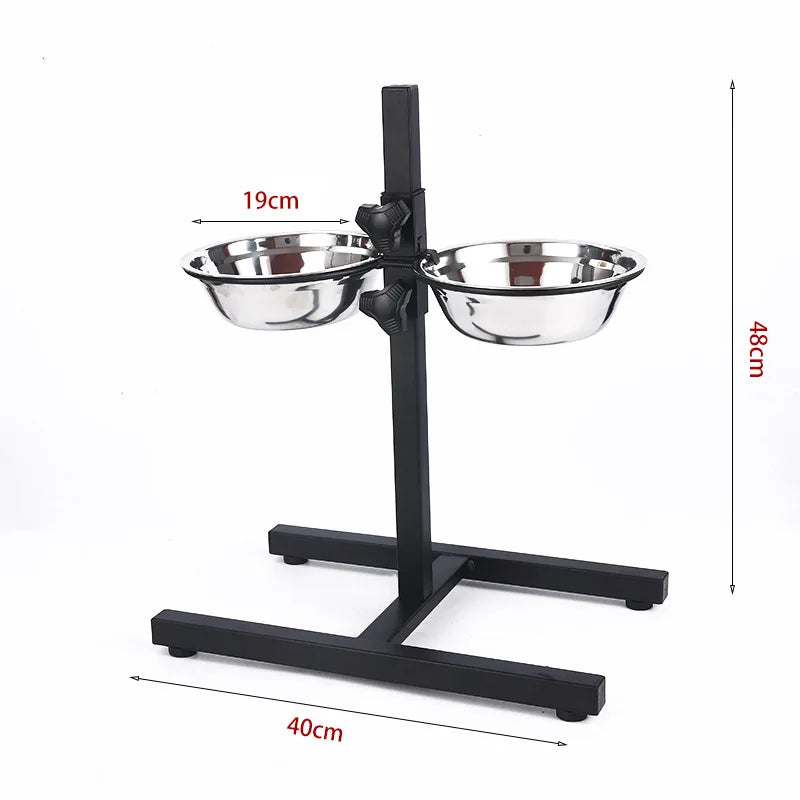 Gamelle pour chien réglable en hauteur en acier inoxydable – Mangeoire surélevée avec 4 pieds antidérapants, anti-basculement pour chien