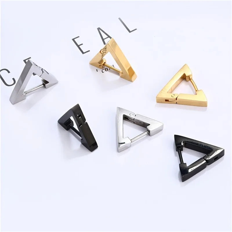 1 paire de boucles d'oreilles triangulaires punk . Acier inox