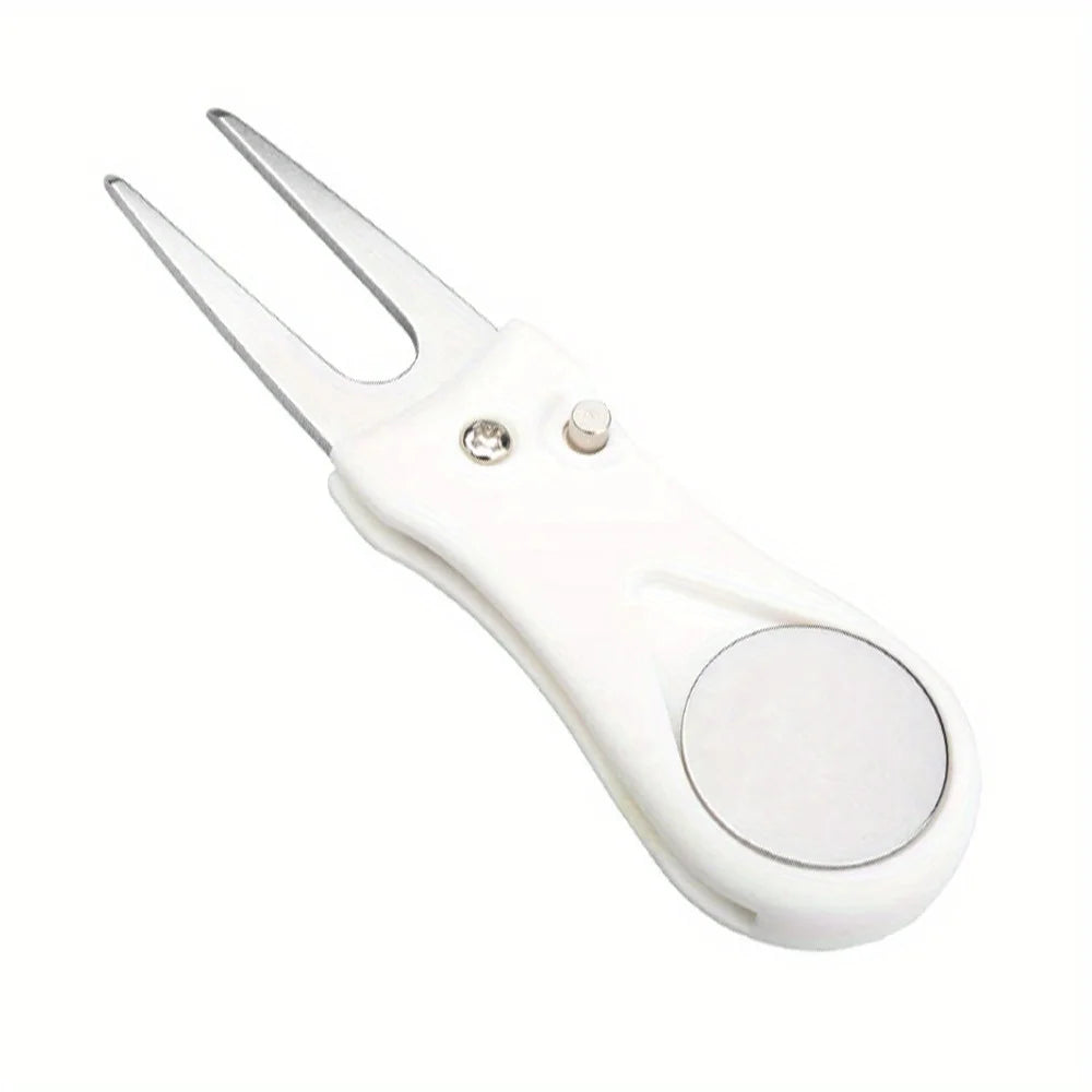 1PC Golf Divot Repair Tool With Ball Marker Pitch Mark Fork Golf Pitchfork Golf Accessories Foldable Divot Repair Tool