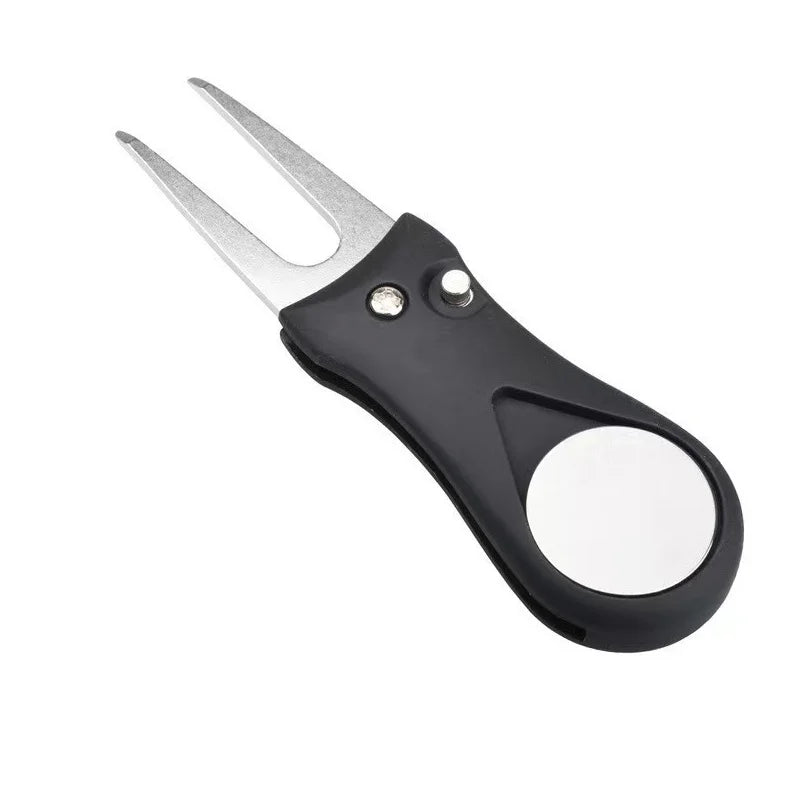 1PC Golf Divot Repair Tool With Ball Marker Pitch Mark Fork Golf Pitchfork Golf Accessories Foldable Divot Repair Tool