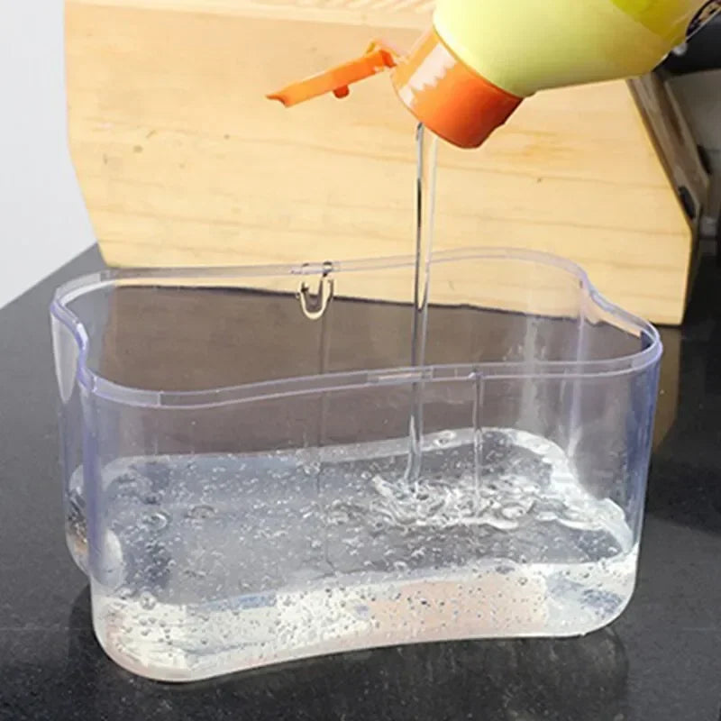 Dish Soap Dispenser for Kitchen,Liquid Soap Dispenser Kitchen Soap Dispenser with Sponge Holder,Sponge Caddy Soap Pump Dispenser