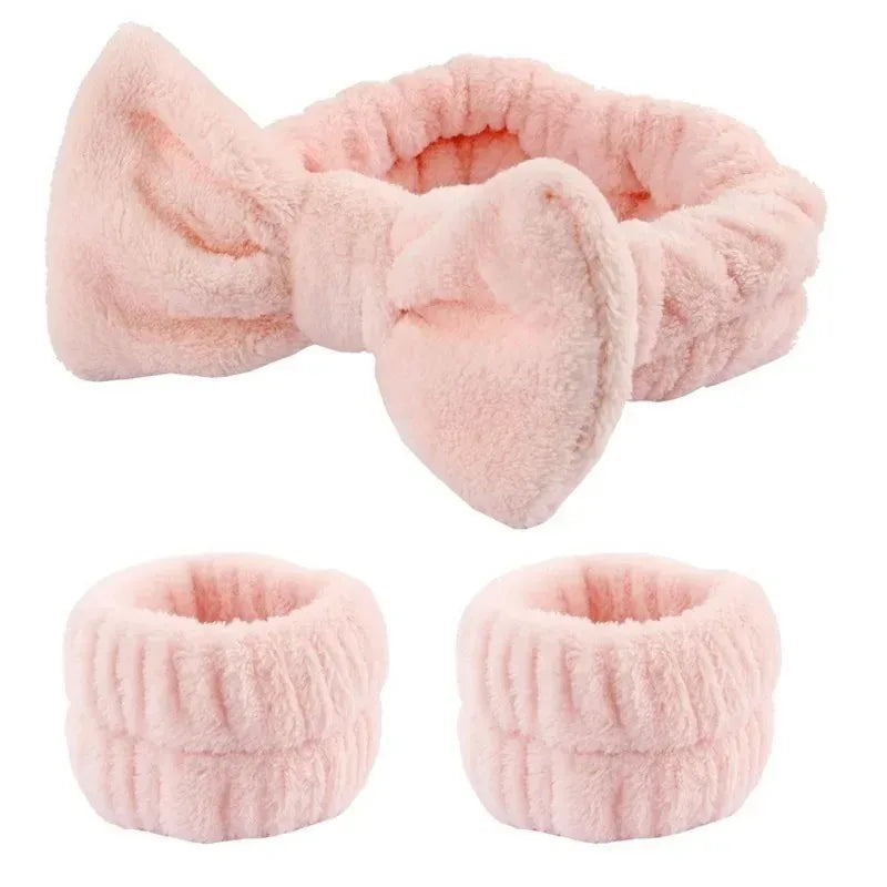 3 件套 Spa Headband Wristband for Washing Face Microfiber Makeup Towel Hair Bands Washband Scrunchies Absorbent Wrist Sweatband