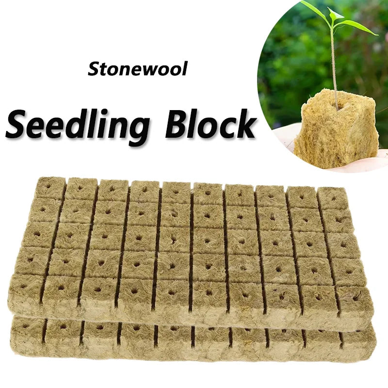 50/100x Stonewool Hydroponic Grow Media Cubes Garden Seedling Block Water Cultivation Seed Sowing Germination Culture Substrate