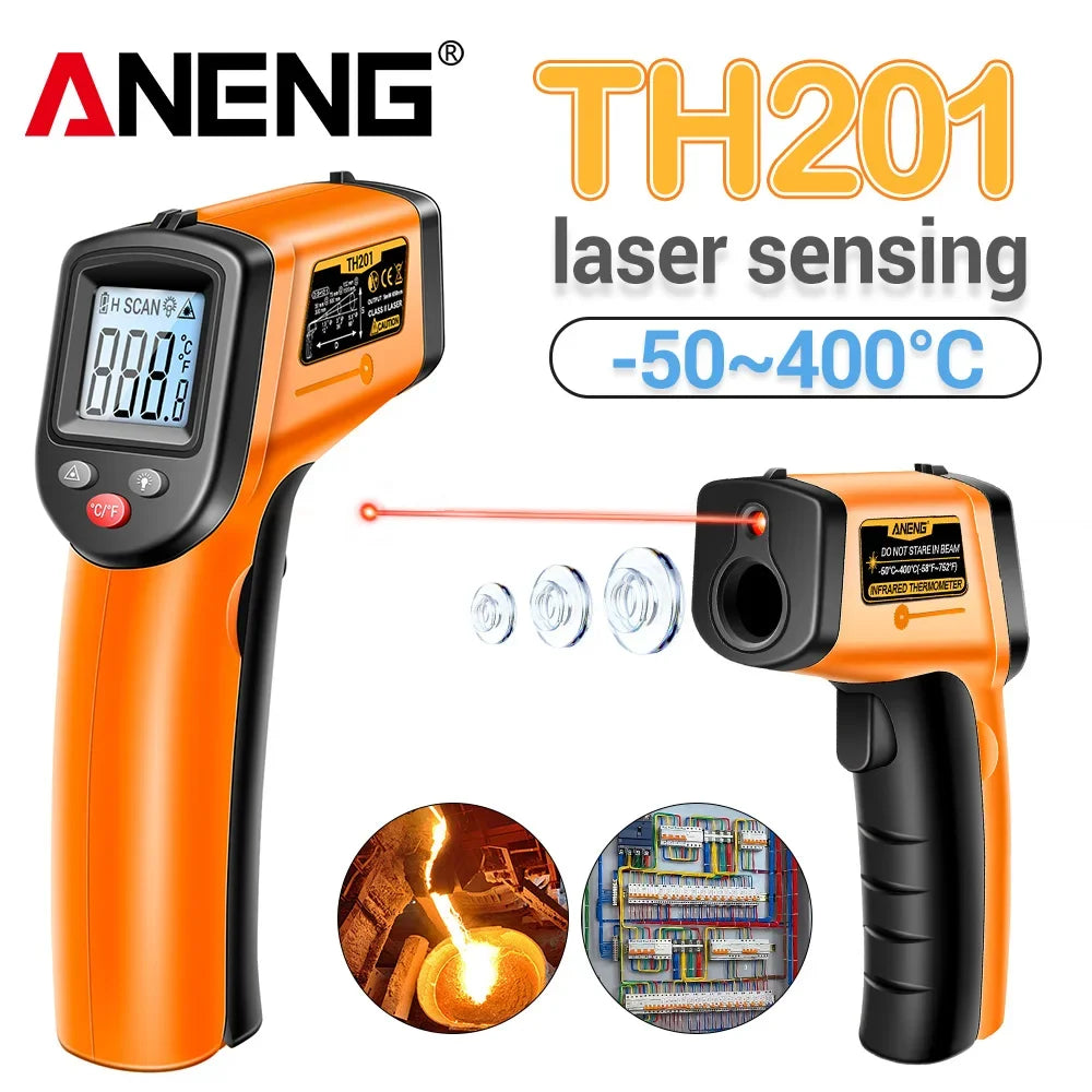 ANENG Digital Infrared Measuring Gun High Sensitivity Hygrometer Backlight Screen Laser Positioning NonContact Temperat TH201