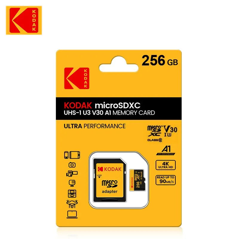 Kodak 32GB-256GB Micro SD Memory Card - High Speed Class 10 U3 UHS-I for Smartphones, Digital Cameras, Tablets and Drones