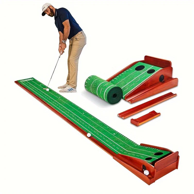 Tapis de putting d'entraînement - Green de putting de golf intérieur avec entraînement sur 1/2 trou pour mini-jeux et entraînement à la maison ou au bureau