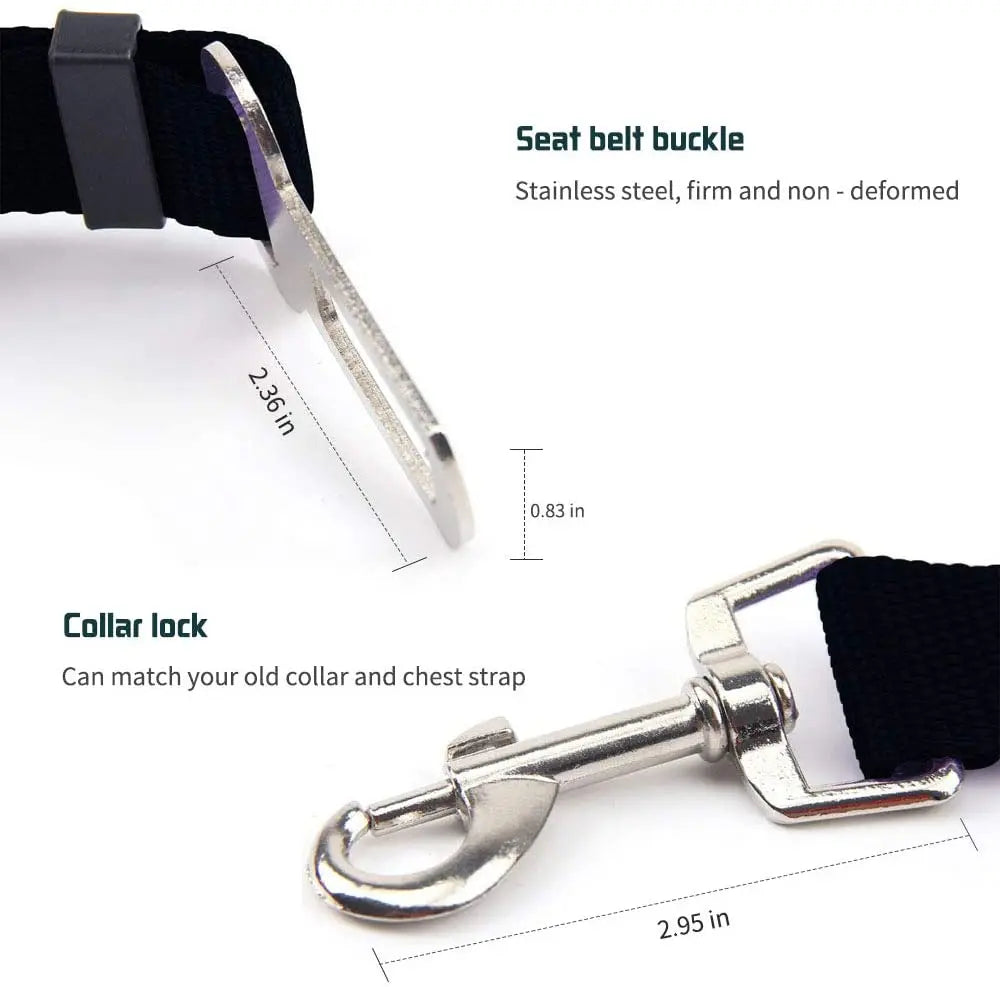 Ceinture de sécurité réglable pour chien et chat, harnais pour véhicule, clip de sécurité, levier de traction, colliers pour chien, accessoires pour chien