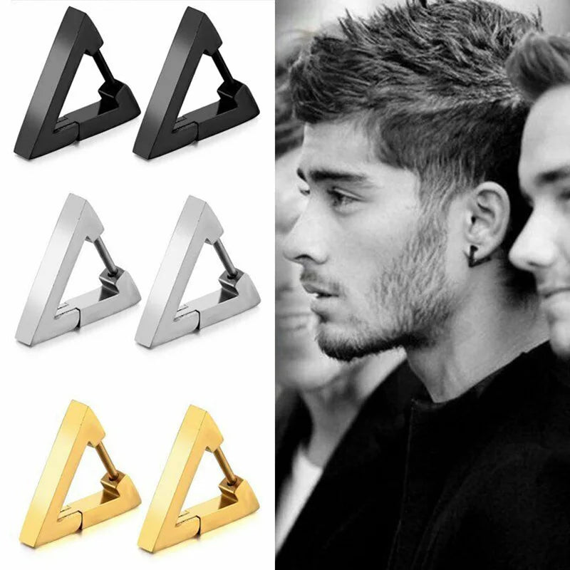 1 paire de boucles d'oreilles triangulaires punk . Acier inox