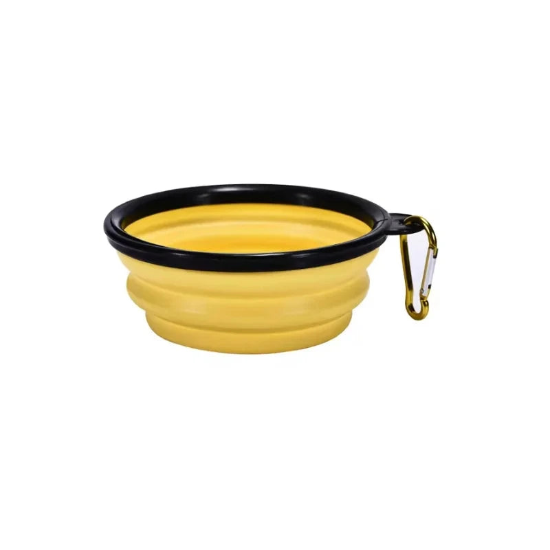 350ML Folding Black Frame Bowl with Keychain Pet Bowl Portable Travel Bowl Convenient Cat Bowl Not Easy to Deform Folding Bowl