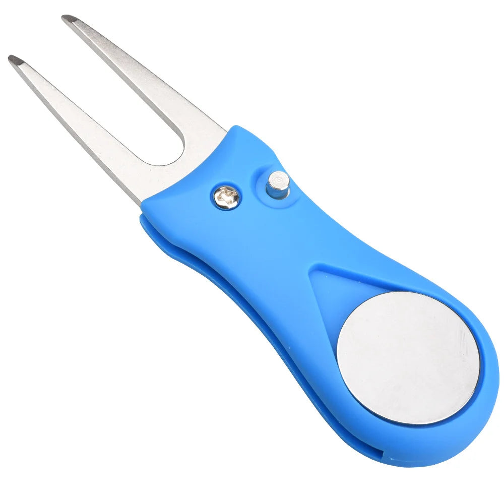 1PC Golf Divot Repair Tool With Ball Marker Pitch Mark Fork Golf Pitchfork Golf Accessories Foldable Divot Repair Tool