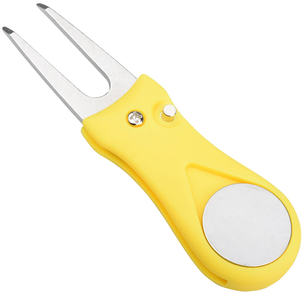 1PC Golf Divot Repair Tool With Ball Marker Pitch Mark Fork Golf Pitchfork Golf Accessories Foldable Divot Repair Tool