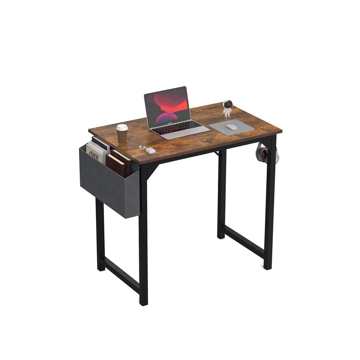 Bureau d'ordinateur JHK, table de jeu, bureau d'étude, bureau d'écriture, style simple et moderne, compact, avec sac latéral, crochet pour casque, assemblage facile