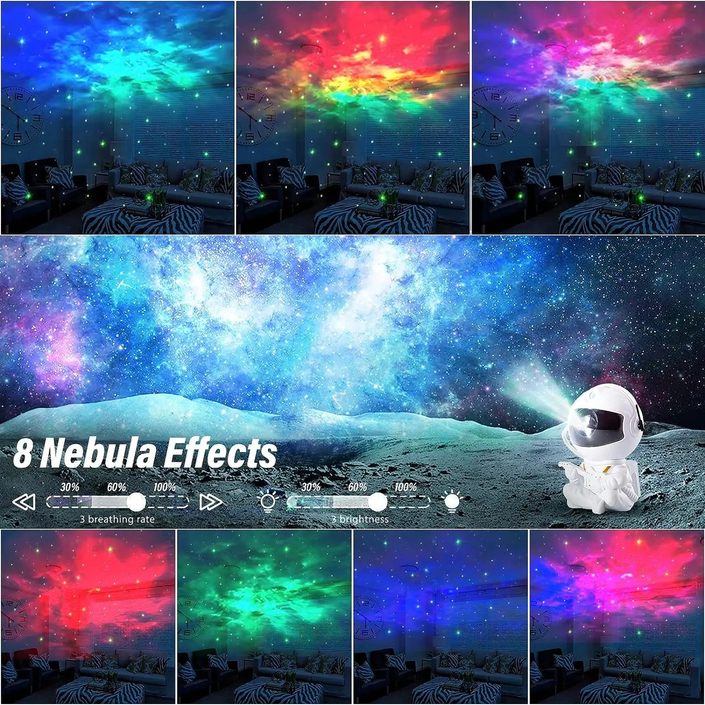 Projecteur d'étoiles pour enfants, veilleuse galaxie, astronaute, espace, projecteur, nébuleuse étoilée, lampe de plafond LED pour cadeau de Noël ou d'anniversaire
