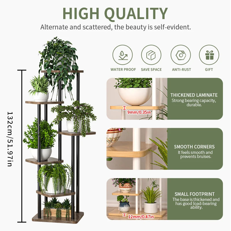 Support pour plantes, étagère de rangement en bois à 4, 5 ou 6 niveaux, présentoir pour pots de fleurs, présentoir d'intérieur pour plusieurs pots de fleurs