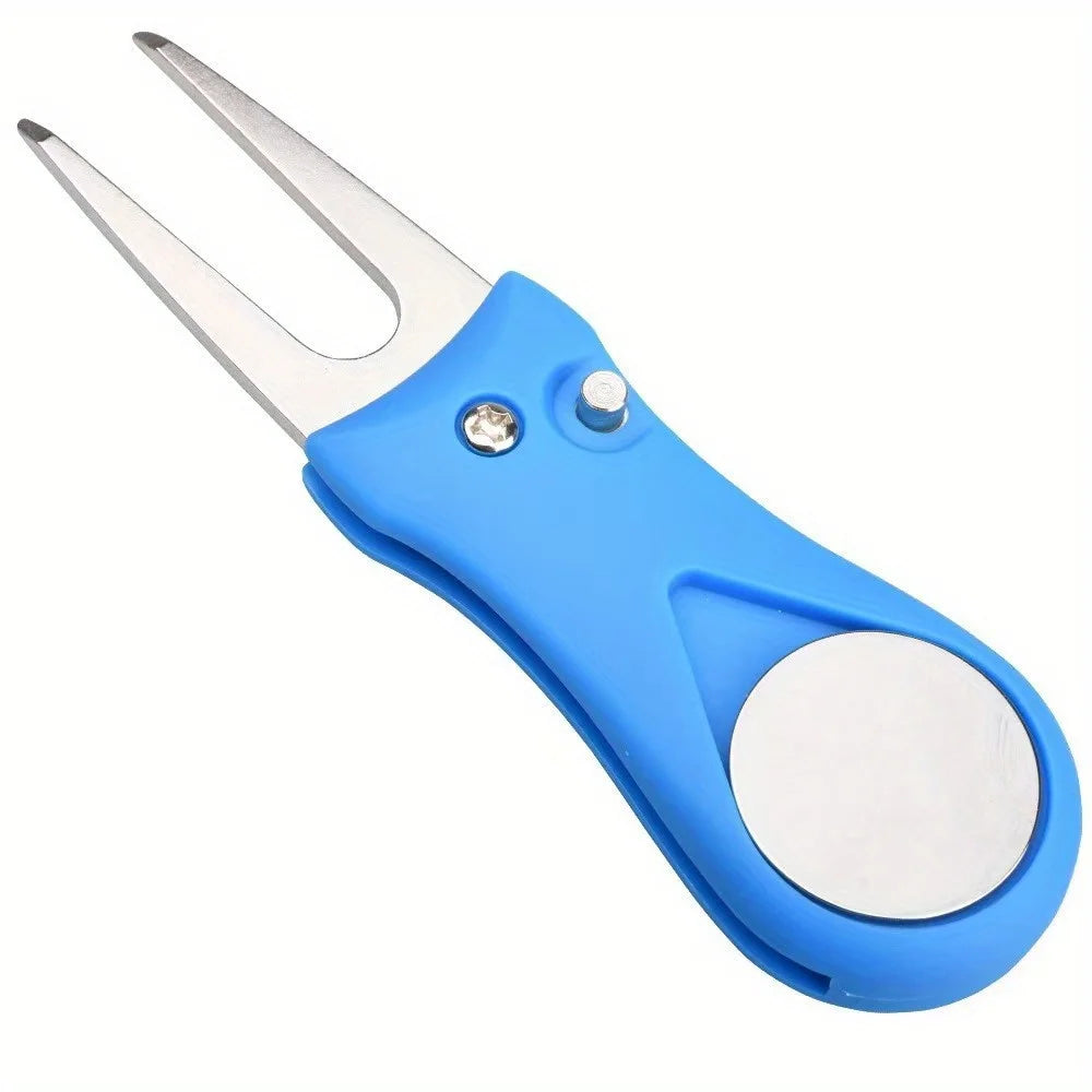 1PC Golf Divot Repair Tool With Ball Marker Pitch Mark Fork Golf Pitchfork Golf Accessories Foldable Divot Repair Tool
