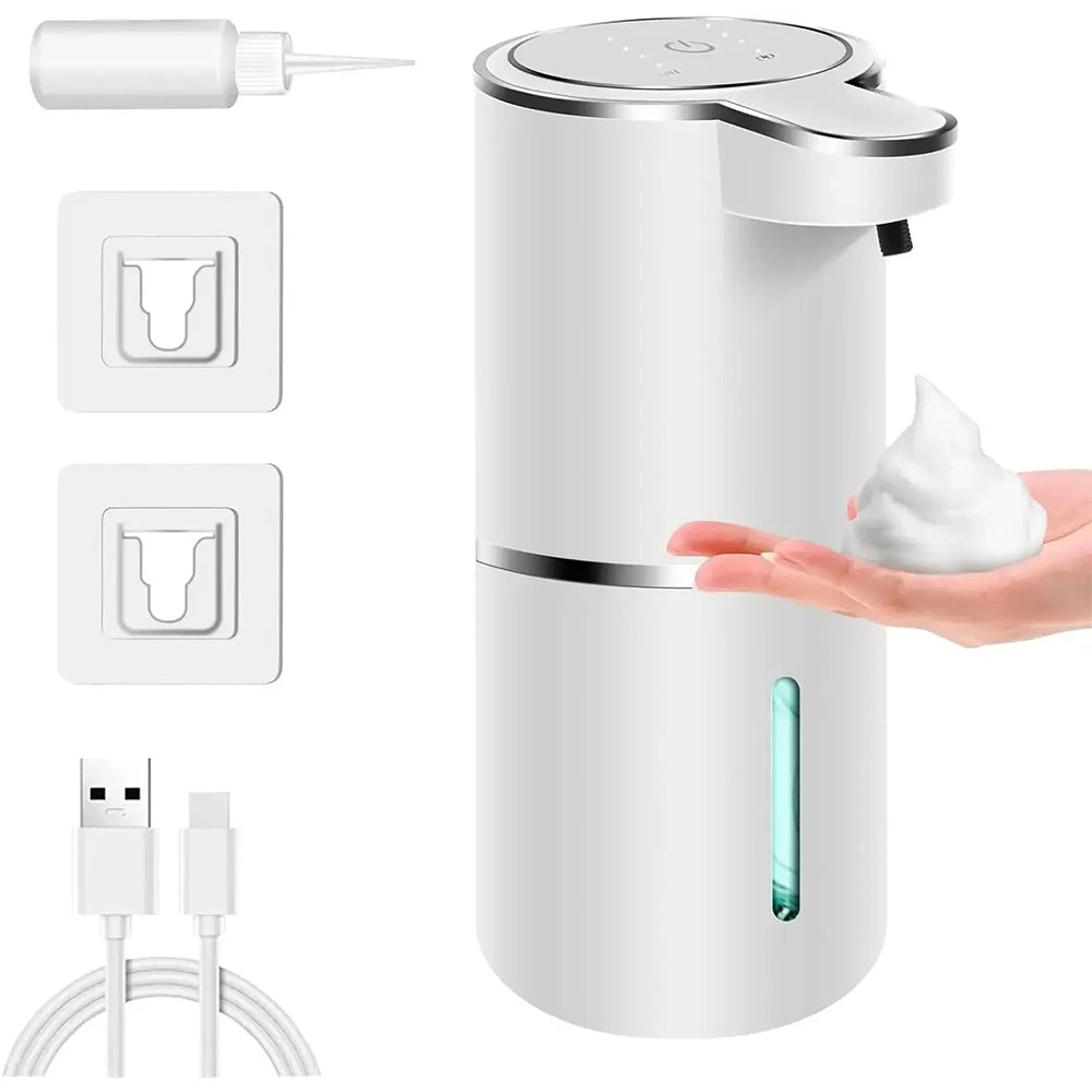 Automatic Touchless Foaming Soap Dispenser 380ml 4 Level Adjustable USB Rechargeable Electric Wall Mounted for Bathroom Kitchen
