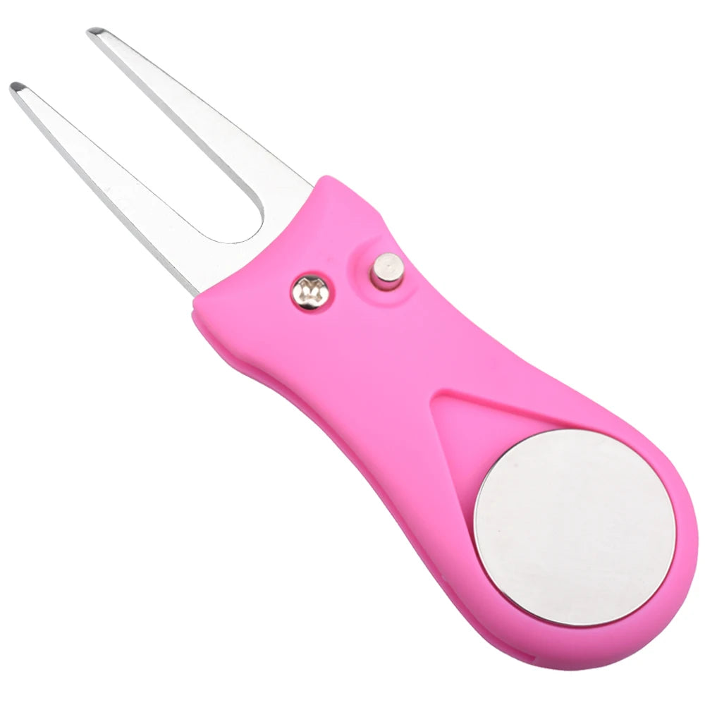 1PC Golf Divot Repair Tool With Ball Marker Pitch Mark Fork Golf Pitchfork Golf Accessories Foldable Divot Repair Tool