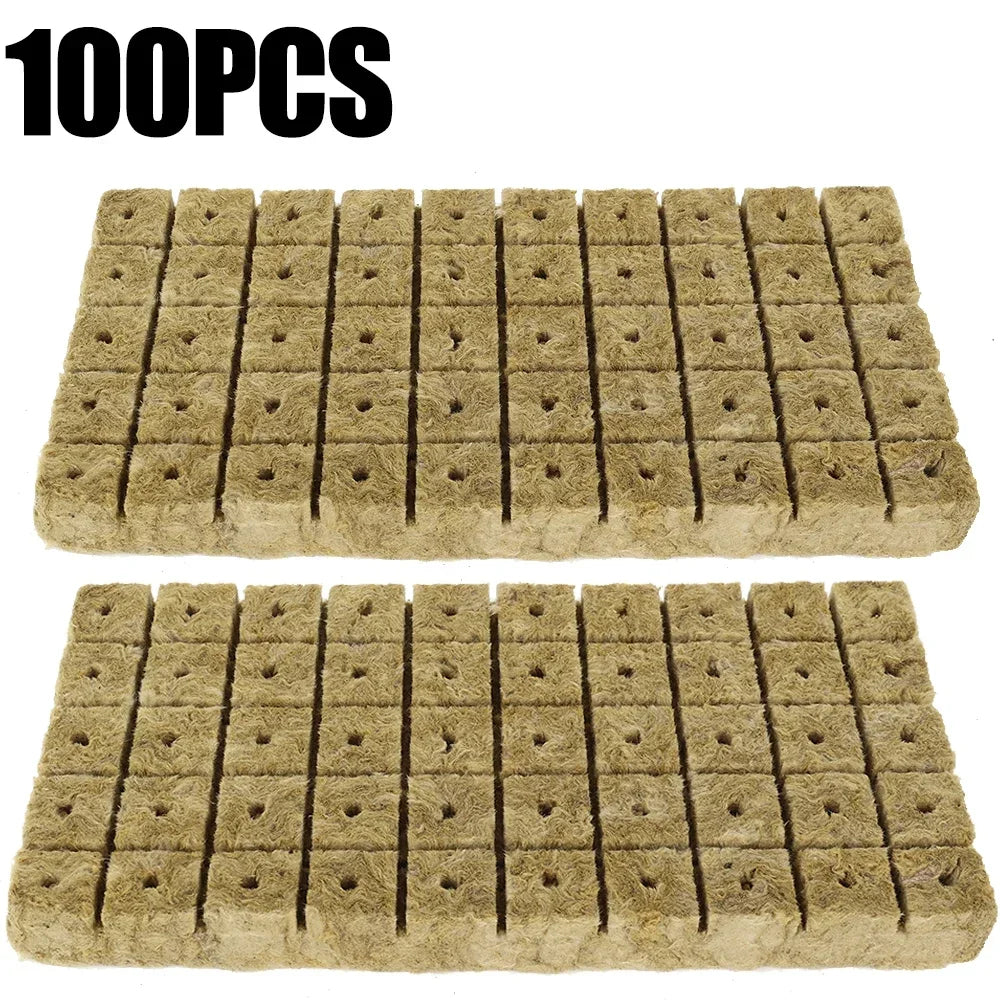 50/100x Stonewool Hydroponic Grow Media Cubes Garden Seedling Block Water Cultivation Seed Sowing Germination Culture Substrate
