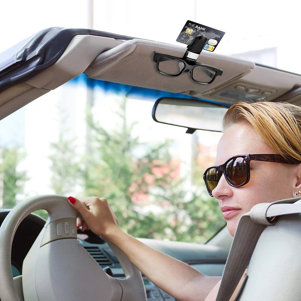 1pcs Car Glasses Holder Portable Eyeglasses Sunglasses Case Ticket Card Clamp Car Sun Visor Clip ABS Auto Accessories
