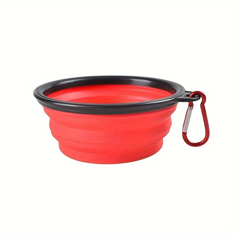 350ML Folding Black Frame Bowl with Keychain Pet Bowl Portable Travel Bowl Convenient Cat Bowl Not Easy to Deform Folding Bowl