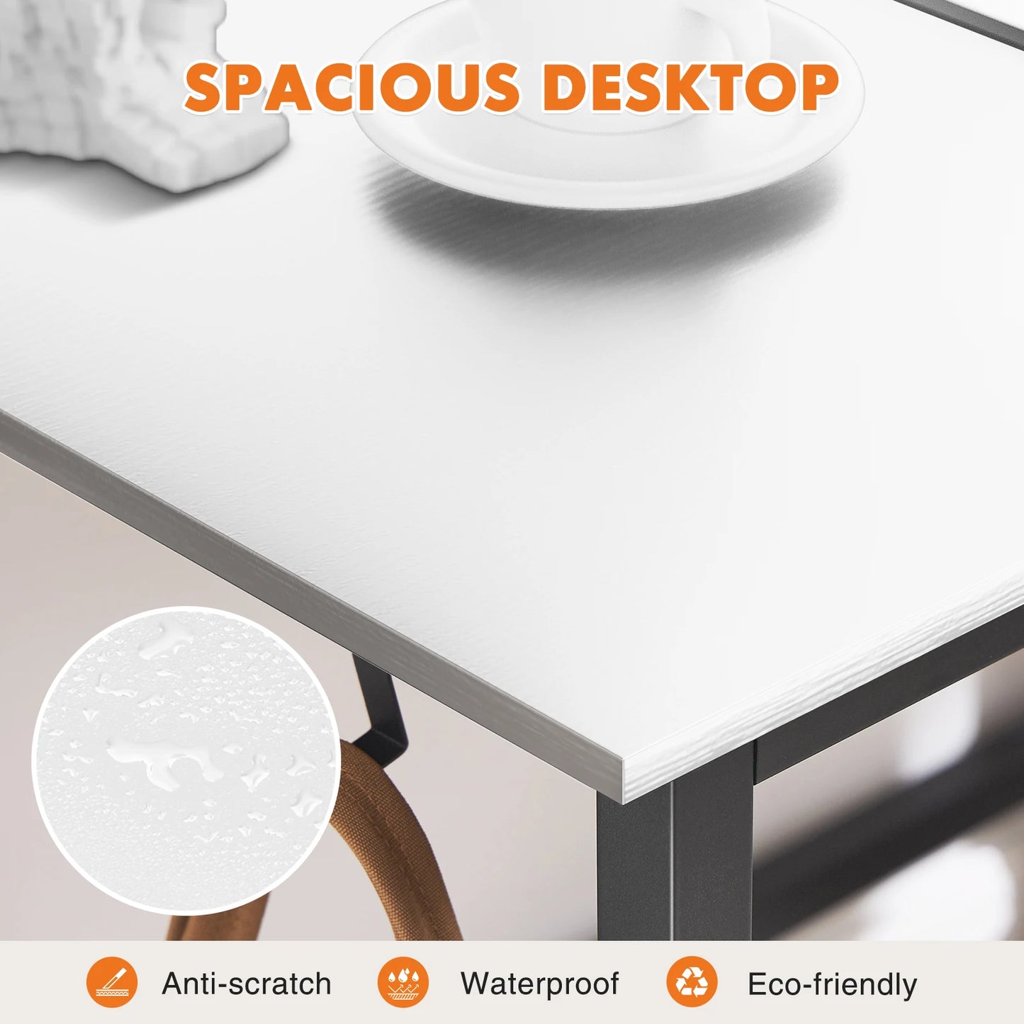 Bureau d'ordinateur JHK, table de jeu, bureau d'étude, bureau d'écriture, style simple et moderne, compact, avec sac latéral, crochet pour casque, assemblage facile